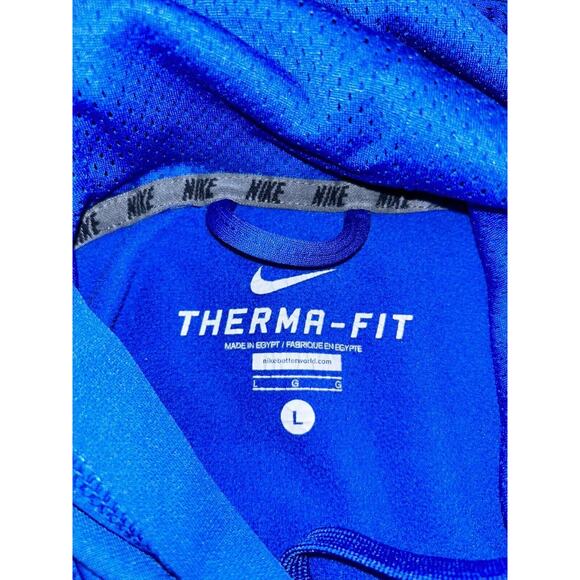 Nike Therma Fit Men's Hoodie Size L Blue Fleece‎ Lined Embroidered Logo Active - Picture 6 of 6